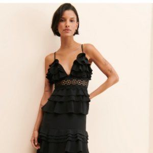 Black Ruffle Tiered Maxi Dress - Perfect for Black Tie Wedding!